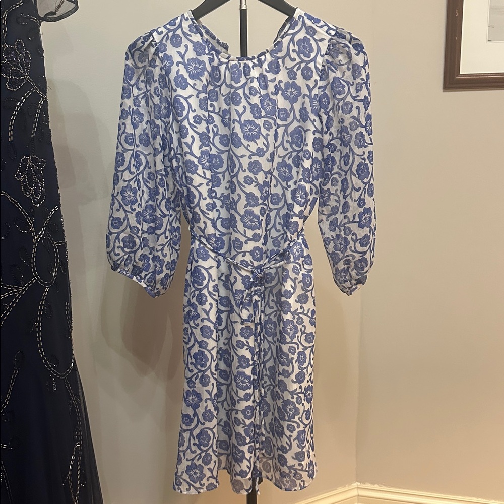 Ann Taylor Blue and White Floral Dress